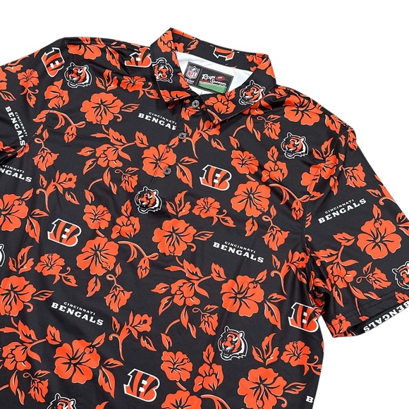 Reyn Spooner NFL Cincinnati Bengals All Over Golf Performance Polo Shirt Mens L - Picture 4 of 7